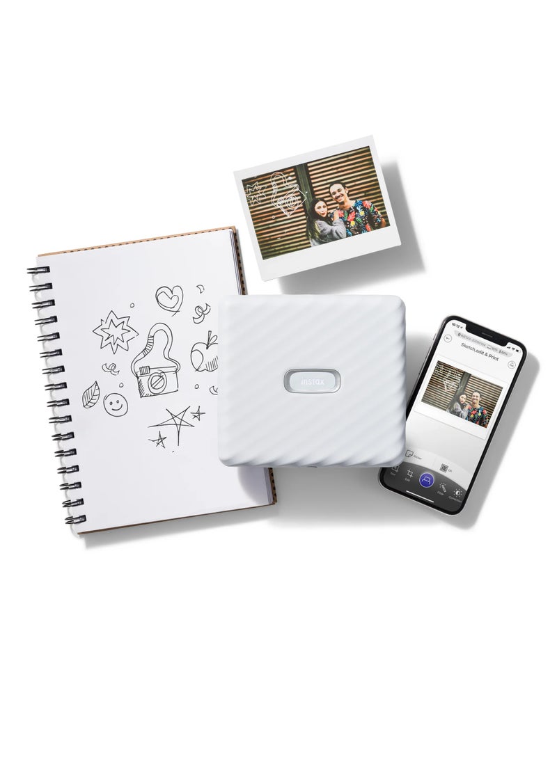 FUJIFILM Instax Link Wide Smartphone Printer (White) + Film Pack White - Image 2