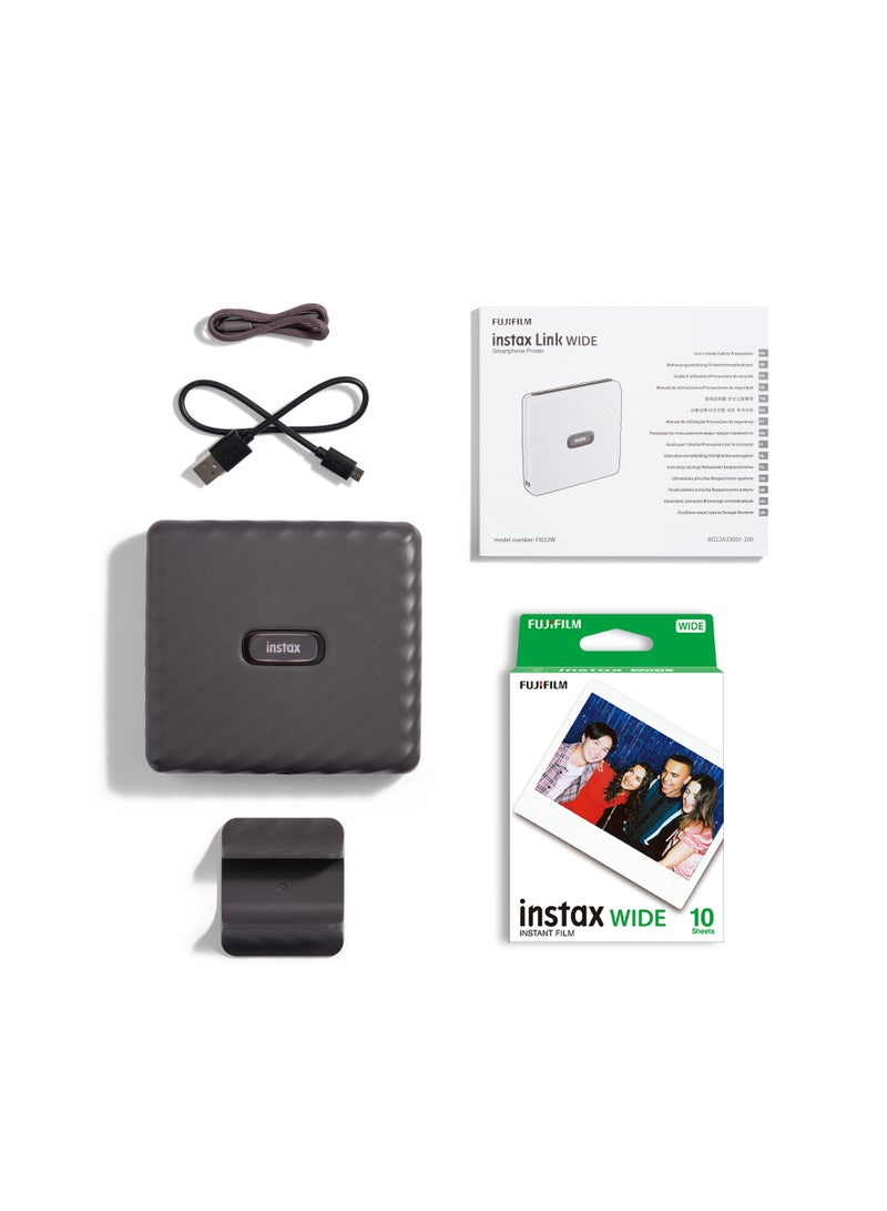 فوجي فيلم Smartphone Printer for Fujifilm Instax wide, Includes Film Pack, Gray Mocha Gray - Image 1