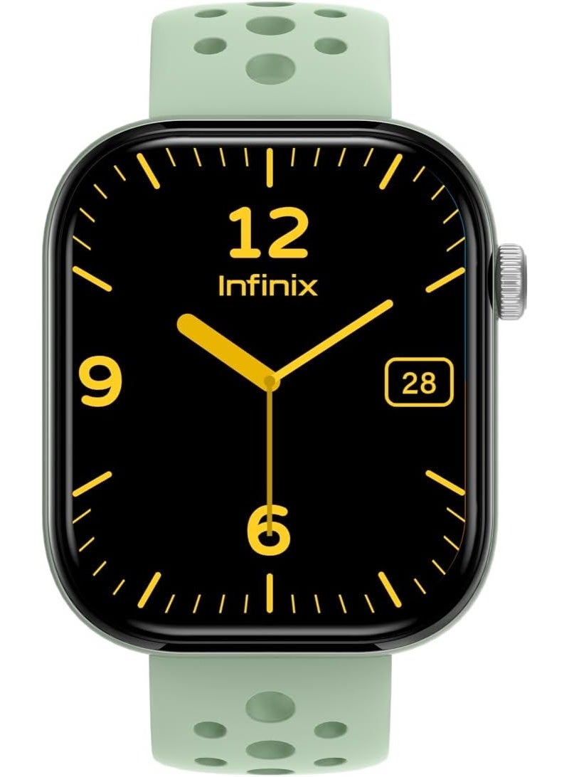 إنفينيكس ساعة XWatch H4 (XW4L) - أخضر ضبابي, 2.04" شاشة لمس كاملة HD, مقاومة للماء IP68, 10 أيام وقت استخدام عادي, V5.3, معدل ضربات القلب, SPO2, بطارية 300mAh, شحن مغناطيسي - Image 1