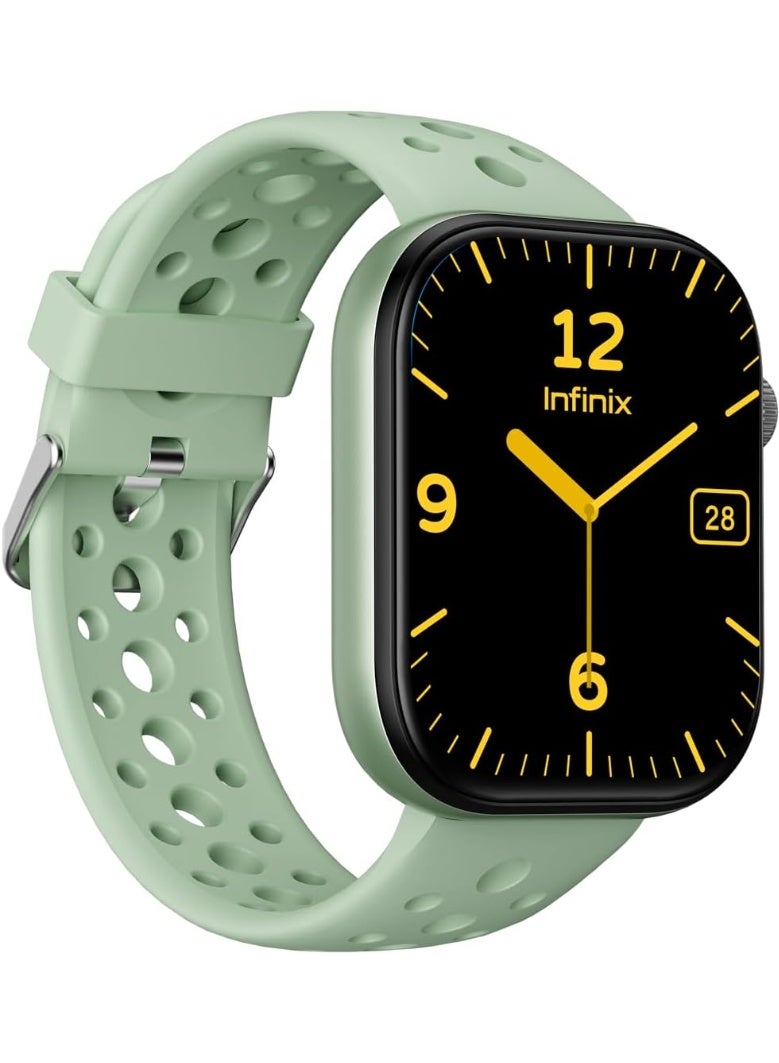 إنفينيكس ساعة XWatch H4 (XW4L) - أخضر ضبابي, 2.04" شاشة لمس كاملة HD, مقاومة للماء IP68, 10 أيام وقت استخدام عادي, V5.3, معدل ضربات القلب, SPO2, بطارية 300mAh, شحن مغناطيسي - Image 2