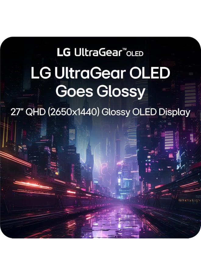 LG 27 inch Ultragear QHD (2650x1440) OLED Gaming Monitor 240Hz, 0.03ms, NVIDIA G-Sync Compatible, AMD FreeSync Premium Pro, VESA Display HDR TrueBlack400, HDMI 2.1, DisplayPort, 27GX704A-B Black - Image 2