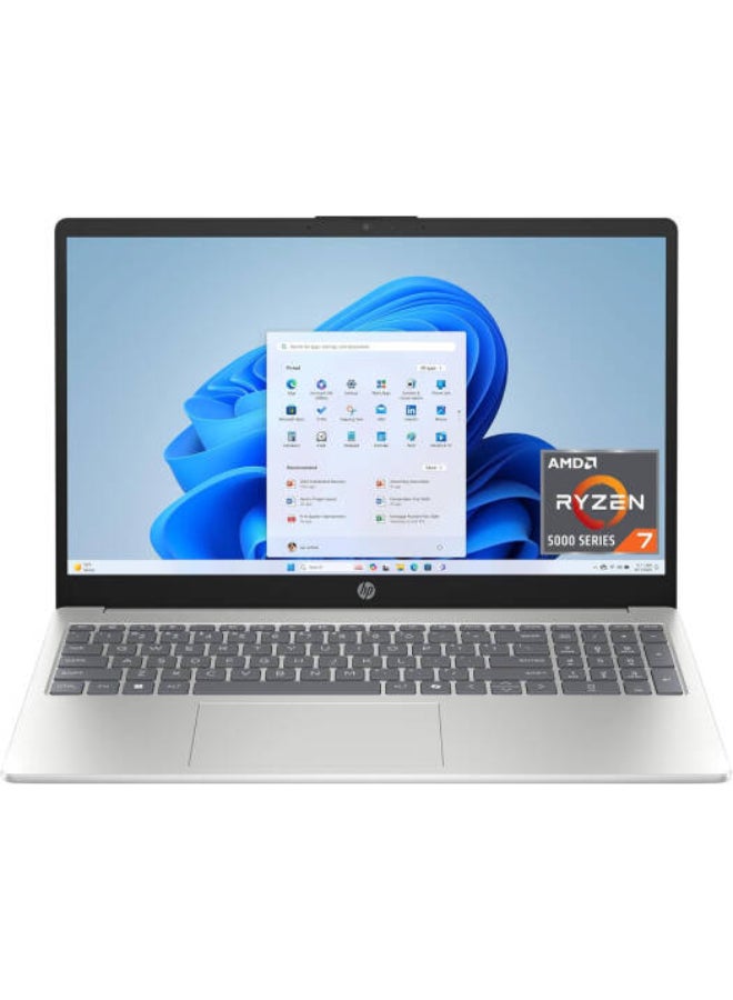 HP 15-fc0502nr Laptop, 15.6 FHD IPS Display, AMD Ryzen 7 5825U Processor/8GB RAM/512GB SSD/AMD Radeon Graphics/Windows 11 English SILVER - Image 1