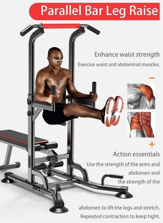 إج برج طاقة متعدد الوظائف مع مقعد وبار سحب ومحطة غطس لتمارين القوة في المنزل، معدات اللياقة البدنية - Image 3