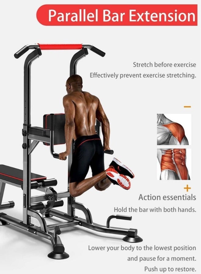 إج برج طاقة متعدد الوظائف مع مقعد وبار سحب ومحطة غطس لتمارين القوة في المنزل، معدات اللياقة البدنية - Image 5