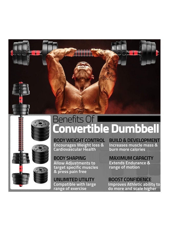 إج مجموعة دمبل قابلة للتعديل بوزن 20 كجم، تتحول إلى باربل، ألواح فولاذية، مقابض غير قابلة للانزلاق، صالة رياضية منزلية مجانية - Image 4