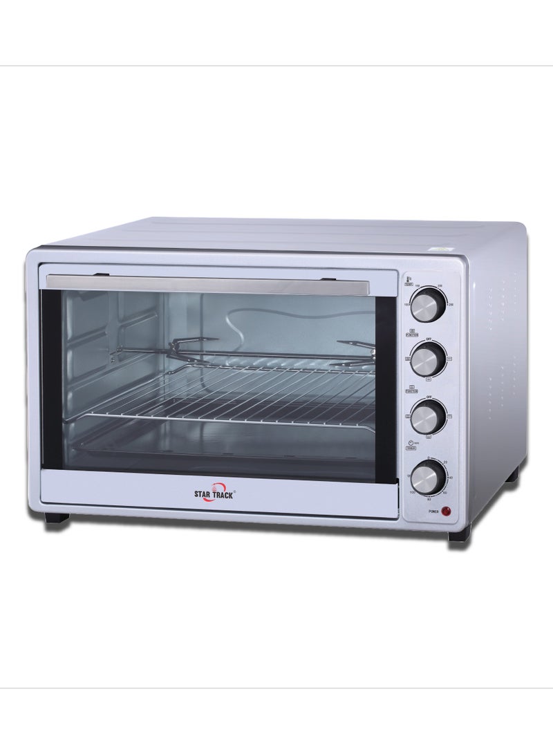ستار تراك STAR TRACK 66L Electric Oven with Rotisserie, Convection, 120-Min Timer, Skewer & Pizza Tray, 2200W Stainless Steel Body, Galvanized Inner Cavity 66 L 2200 W ST-66SSW-EO2200 SLIVER - Image 1