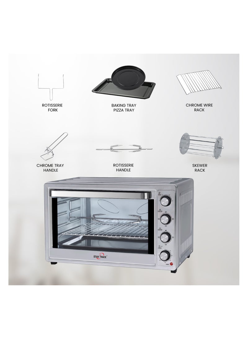 ستار تراك STAR TRACK 100L Electric Oven with Self-Clean, Rotisserie, Convection, 120-Min Timer, 2200W, 8 Stainless Steel Heating Elements 100 L 2200 W ST-100SSW-EO2200 white - Image 3