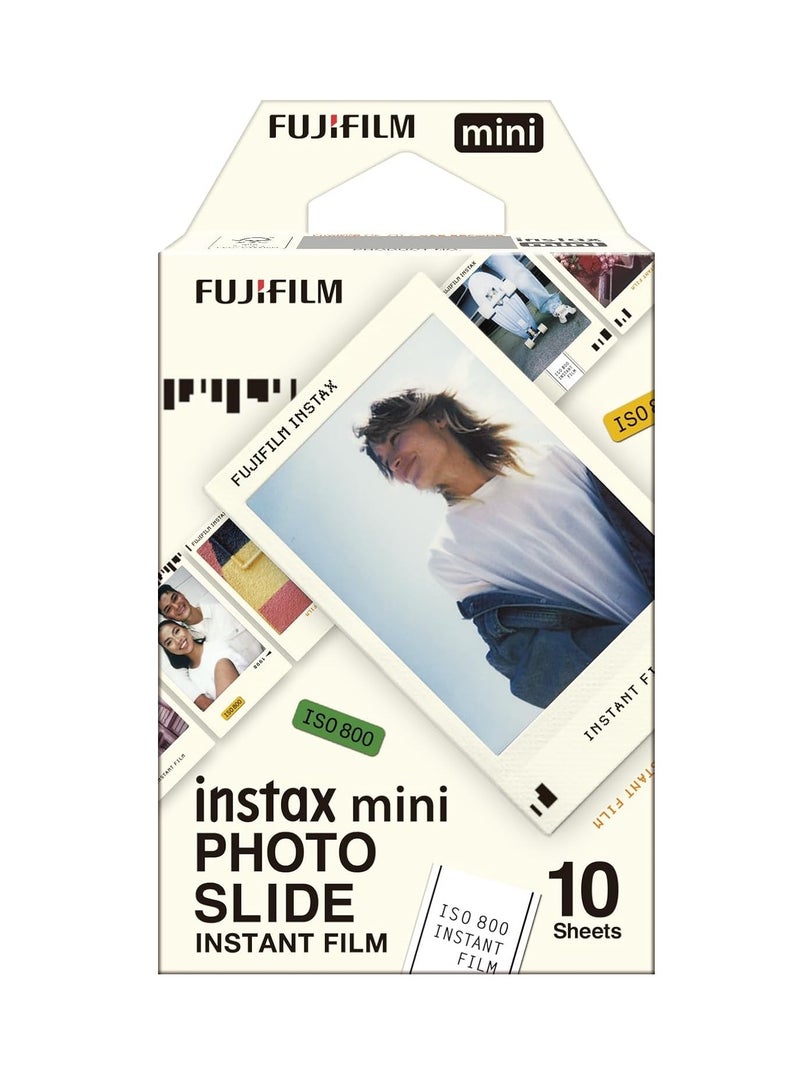 FUJIFILM Instax Mini Film, Photo Slide border design, 10 shot pack for use with all Instax Mini Series Instant Cameras and Printers white - Image 1
