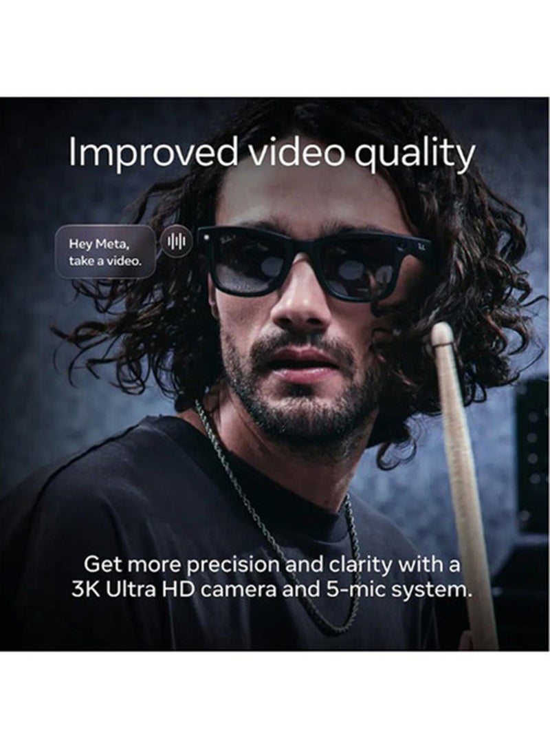 Meta Ray-Ban | Meta Wayfarer Large (Gen 2) - Matte Polarized Gradient Graphite lenses - Black Graphite - Image 4