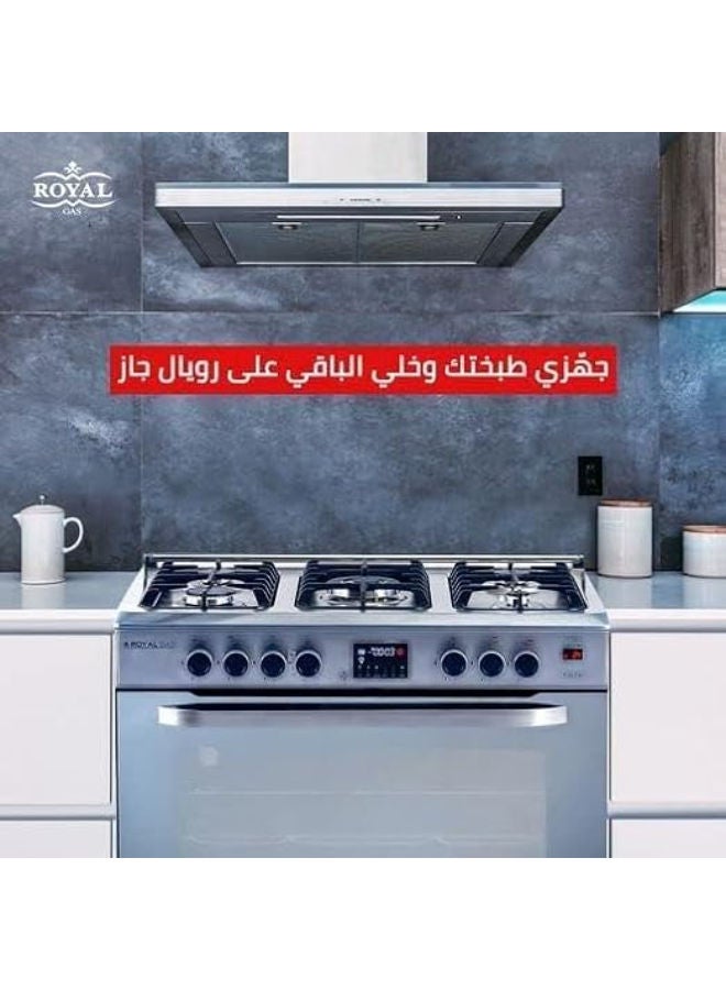 رويال 90cm Full Safety Stove with Fan, Master Chef Pro 10300 silver - Image 2