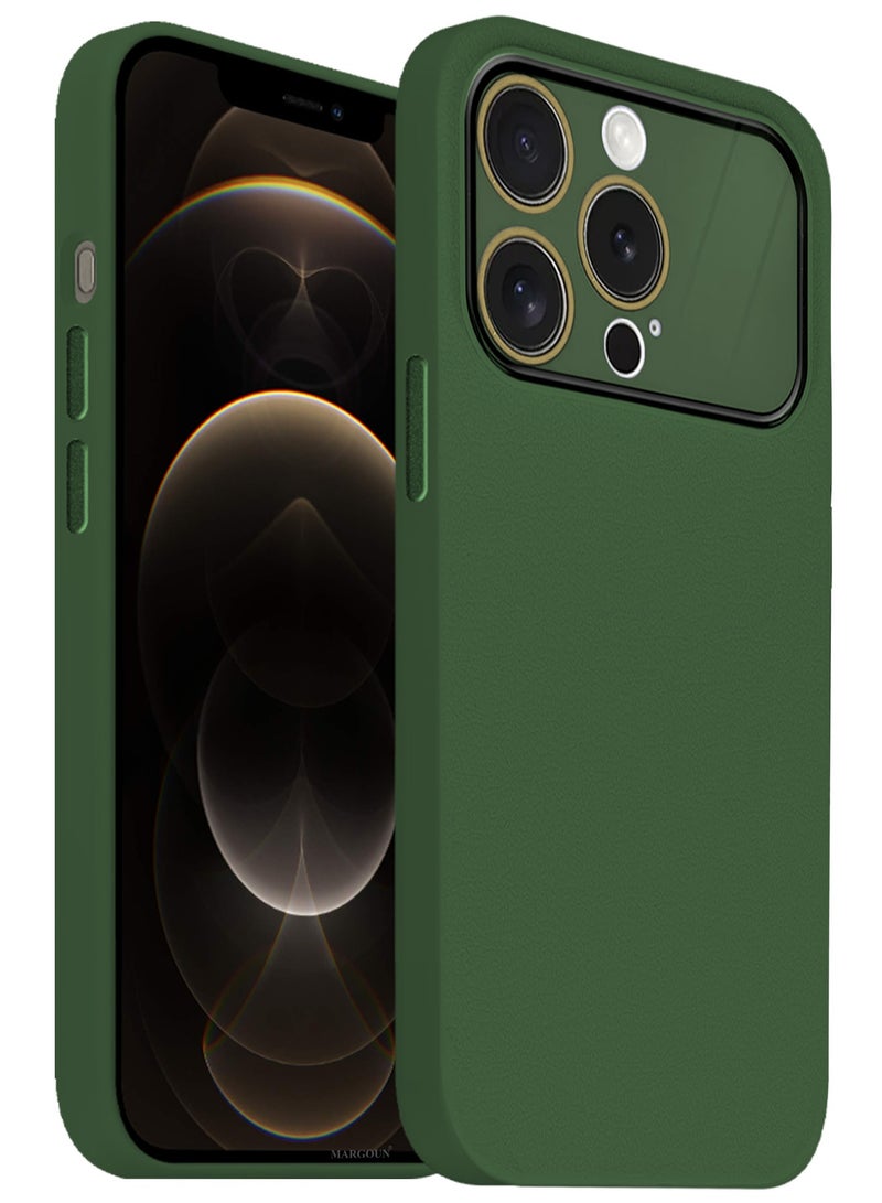 مارجون Hard Silicone Case Cover for Apple iPhone 12 Pro Max - Cover with Camera Protection Bumper - Auto Focus Design - Dark Green - Image 2