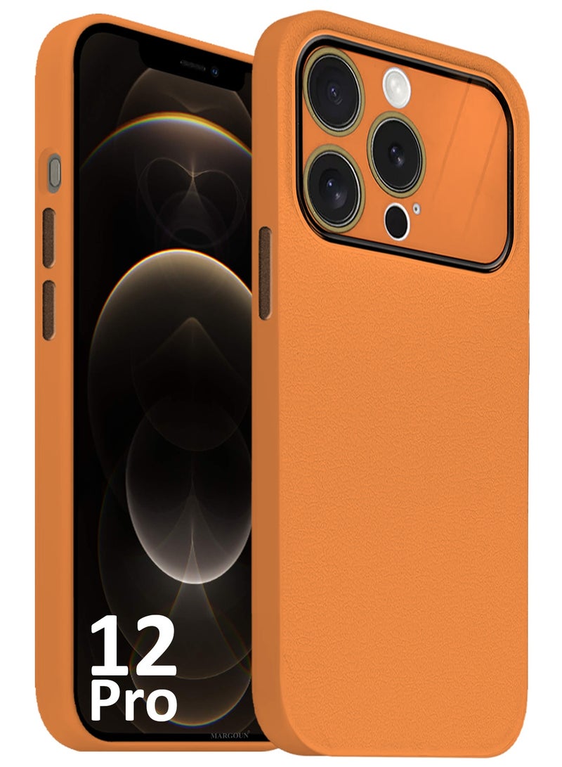 مارجون Hard Silicone Case Cover for Apple iPhone 12 Pro - Cover with Camera Protection Bumper - Auto Focus Design - Orange - Image 1