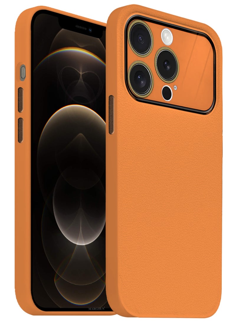 مارجون Hard Silicone Case Cover for Apple iPhone 12 Pro - Cover with Camera Protection Bumper - Auto Focus Design - Orange - Image 2