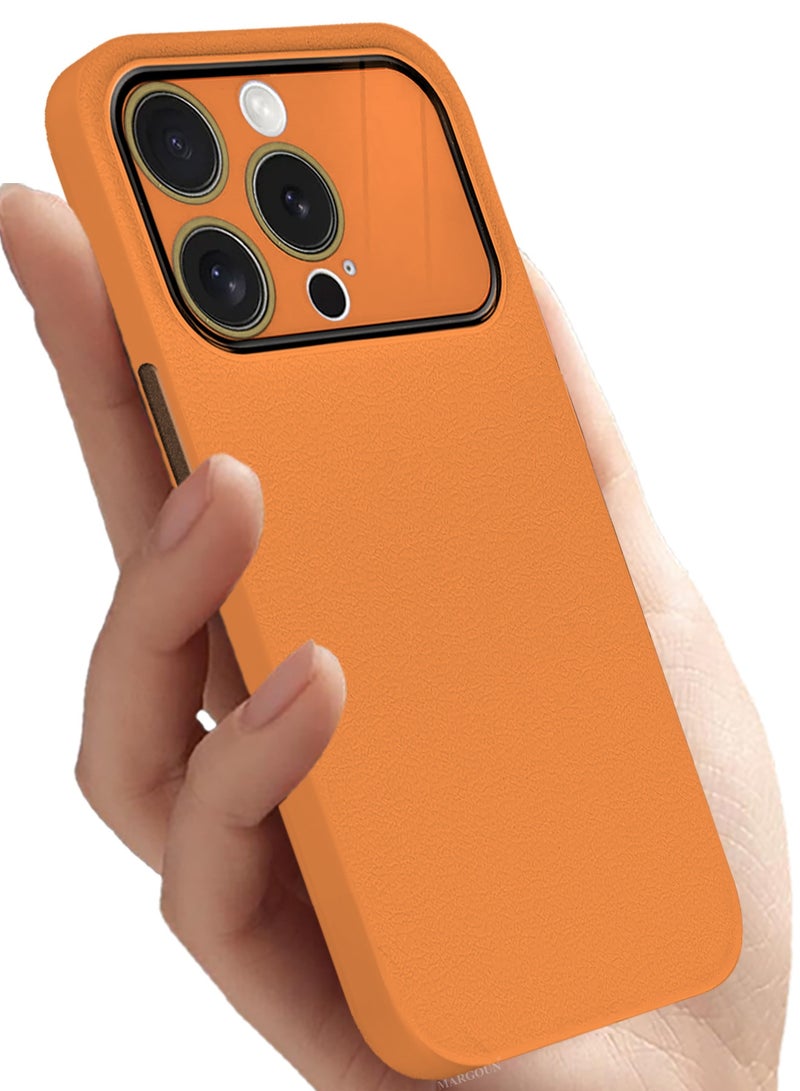 مارجون Hard Silicone Case Cover for Apple iPhone 13 pro - Cover with Camera Protection Bumper - Auto Focus Design - Orange - Image 5