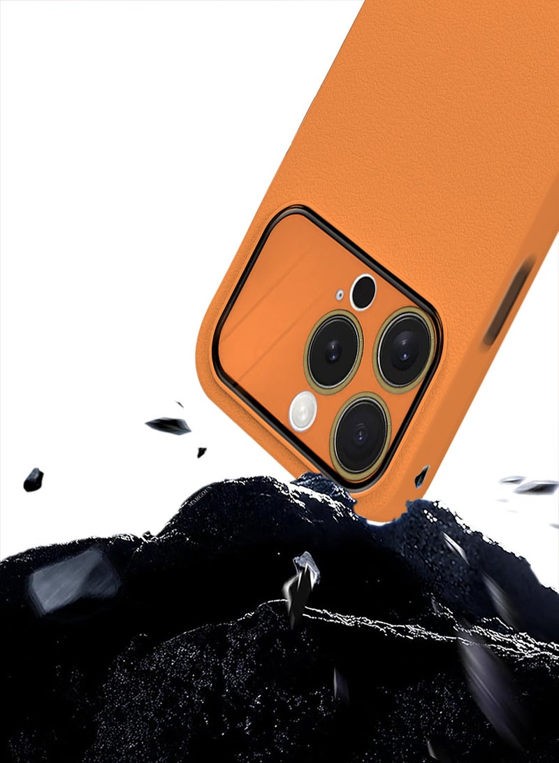 مارجون Hard Silicone Case Cover for Apple iPhone 13 pro - Cover with Camera Protection Bumper - Auto Focus Design - Orange - Image 4