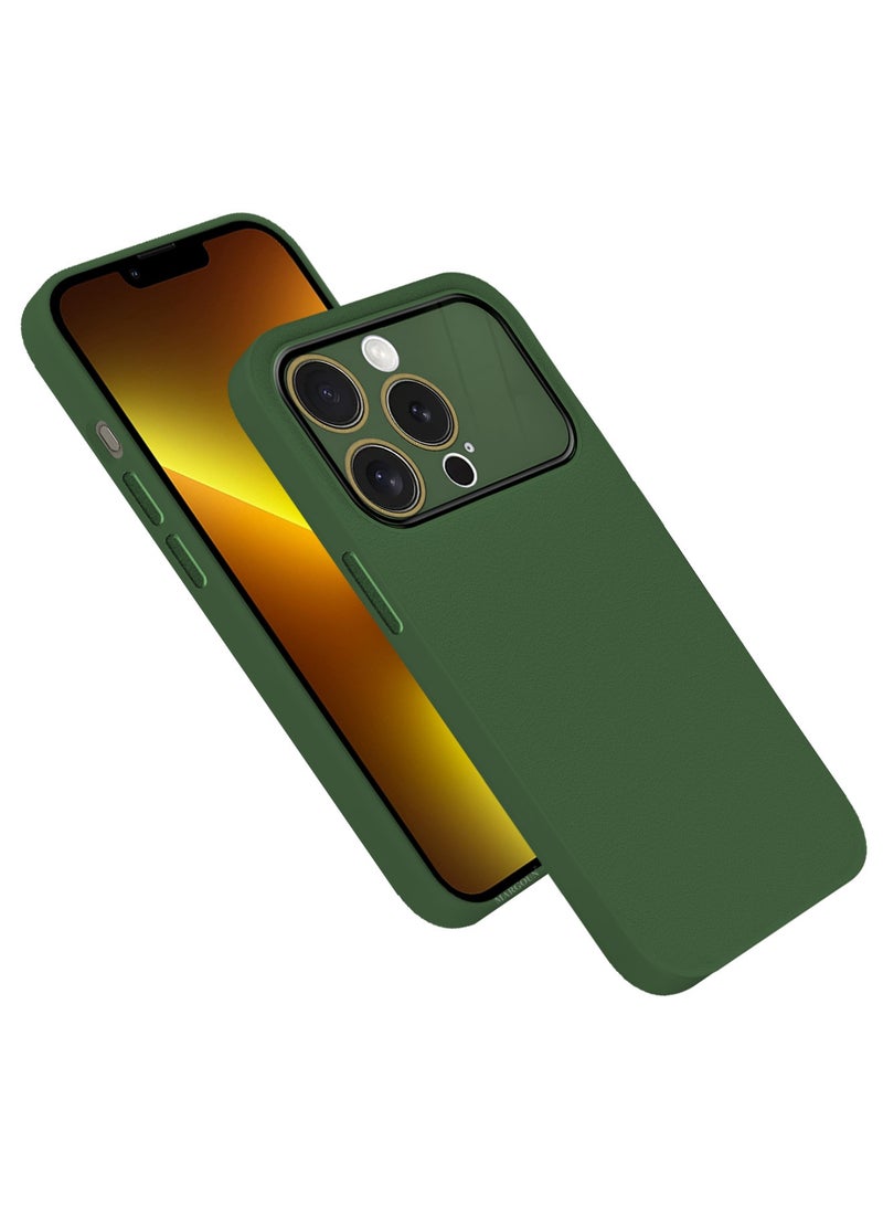 مارجون Hard Silicone Case Cover for Apple iPhone 13 pro - Cover with Camera Protection Bumper - Auto Focus Design - Dark Green - Image 3