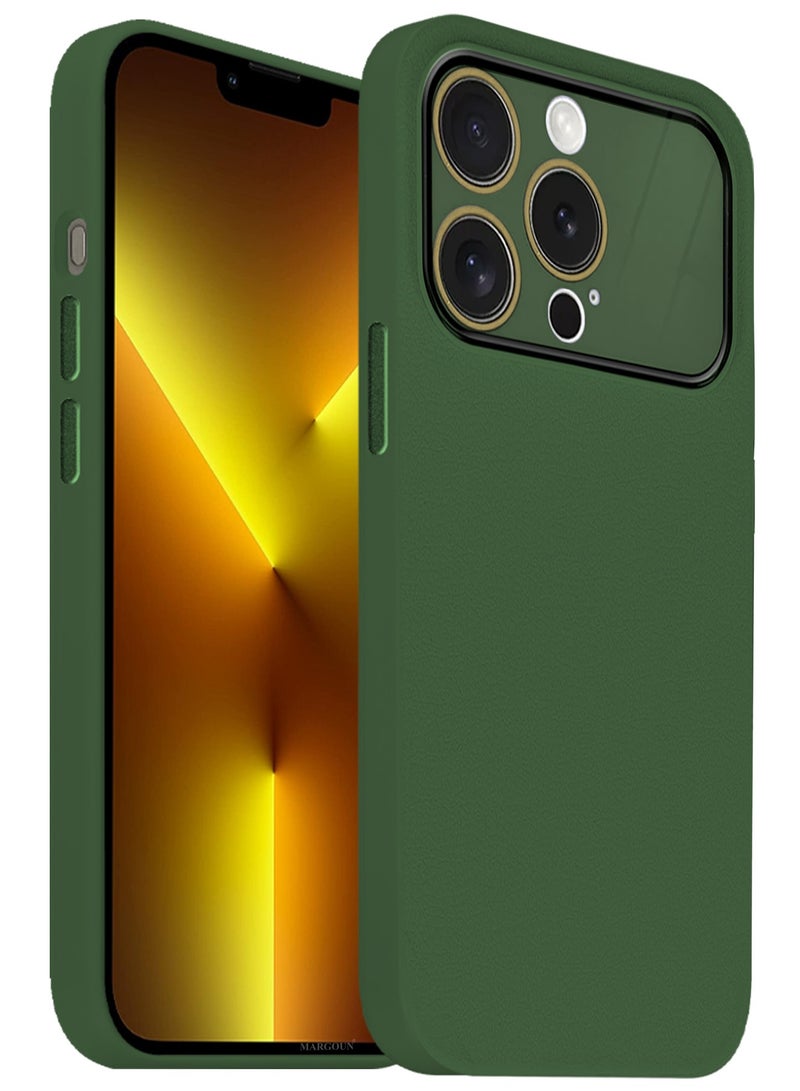 مارجون Hard Silicone Case Cover for Apple iPhone 13 pro - Cover with Camera Protection Bumper - Auto Focus Design - Dark Green - Image 2