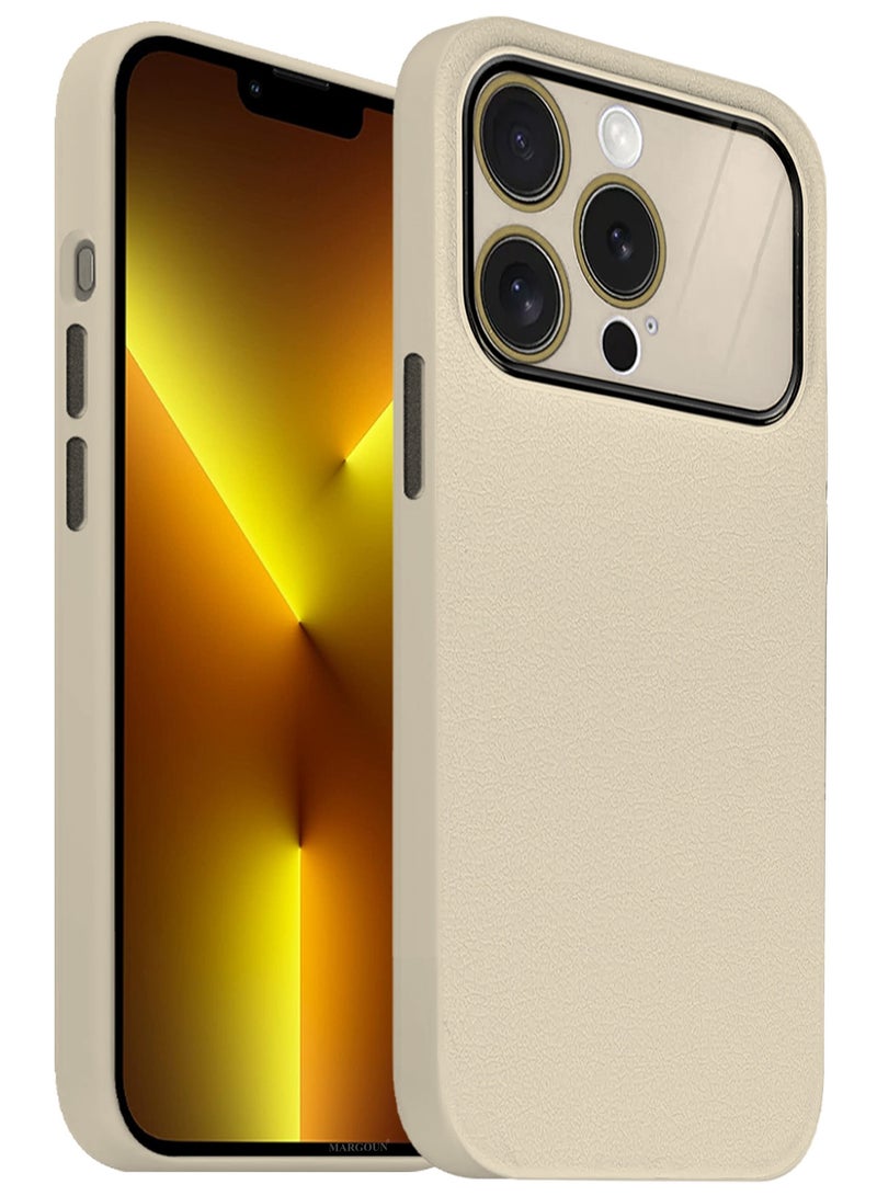 MARGOUN Hard Silicone Case Cover for Apple iPhone 13 Pro Max - Cover with Camera Protection Bumper - Auto Focus Design - Beige - Image 2