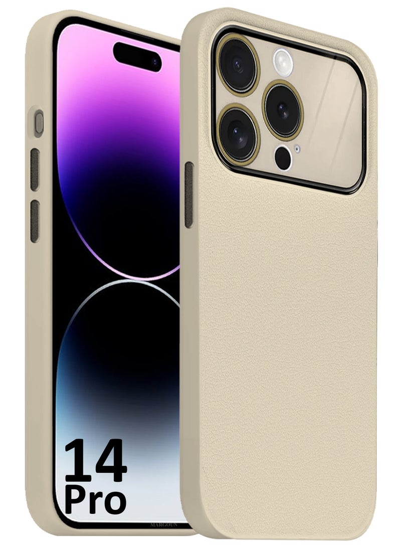 MARGOUN Hard Silicone Case Cover for Apple iPhone 14 Pro - Cover with Camera Protection Bumper - Auto Focus Design - Beige - Image 1