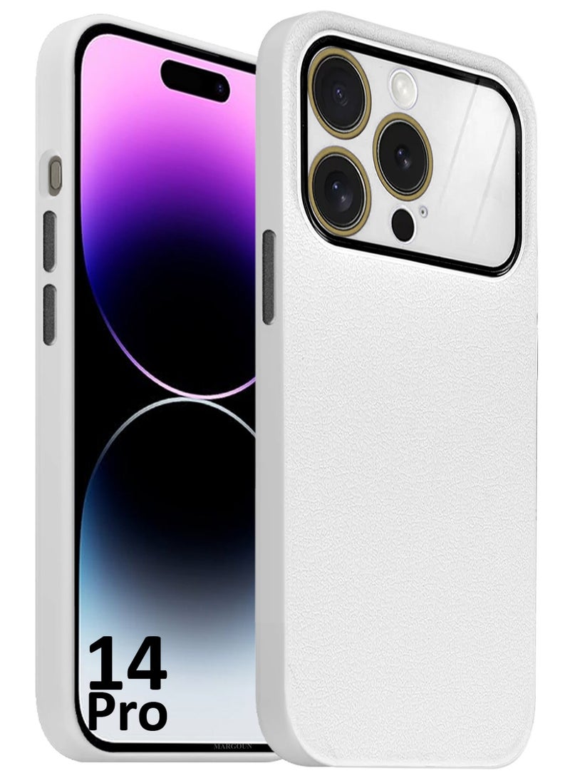 مارجون Hard Silicone Case Cover for Apple iPhone 14 Pro - Cover with Camera Protection Bumper - Auto Focus Design - White - Image 1