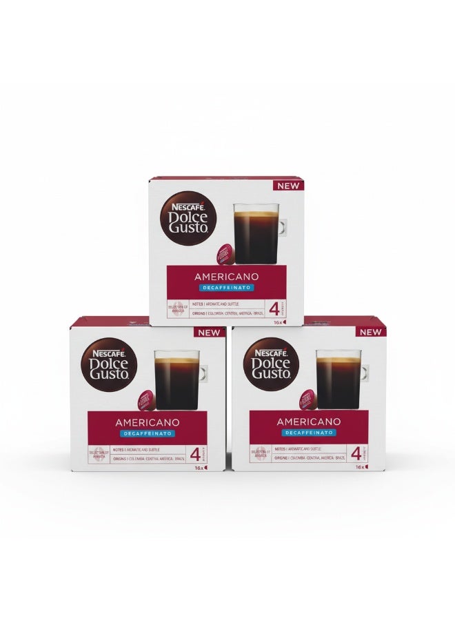 Nescafe Dolce Gusto Americano Decaf coffee 16 Caps 384grams Pack of 3