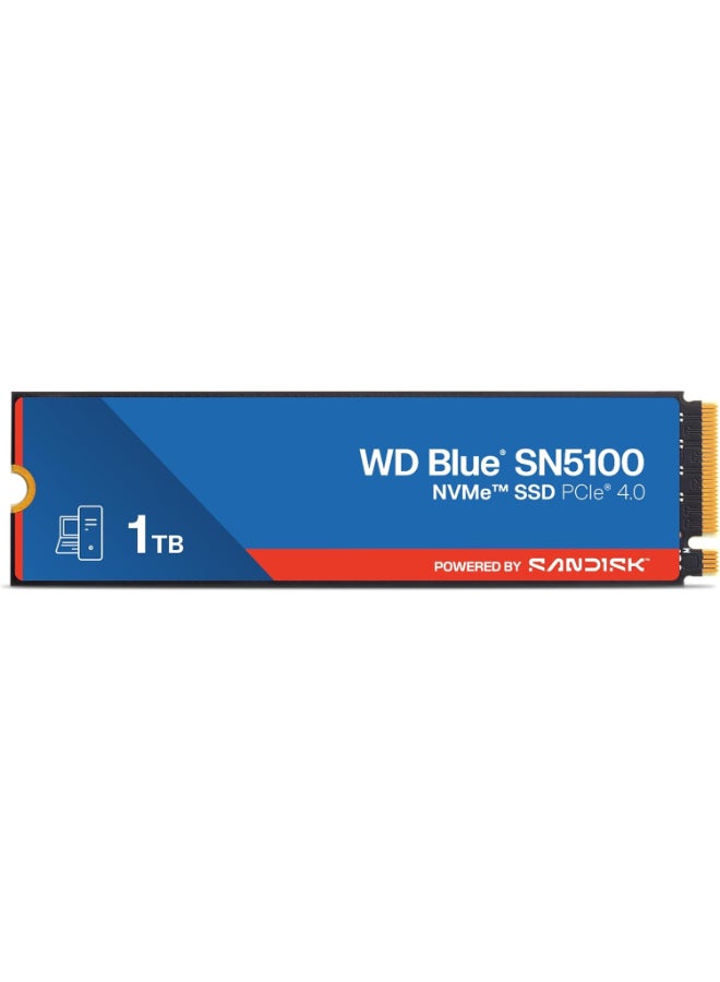 WD Blue SN5100 1TB NVMe Internal SSD, PCIe Gen4 x4 M.2 2280, Up to 7,100 MB/s Read & 6,700 MB/s Write, QLC NAND, DRAM-less, 600 TBW Endurance, Single-Sided Design, Ultra-Fast Gaming & Content Creation Storage | WDS100T5B0E-00CPE0 1 TB - Image 1