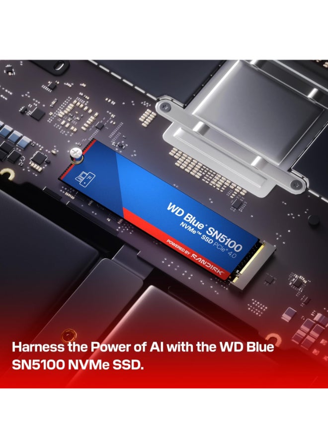 WD Blue SN5100 1TB NVMe Internal SSD, PCIe Gen4 x4 M.2 2280, Up to 7,100 MB/s Read & 6,700 MB/s Write, QLC NAND, DRAM-less, 600 TBW Endurance, Single-Sided Design, Ultra-Fast Gaming & Content Creation Storage | WDS100T5B0E-00CPE0 1 TB - Image 3
