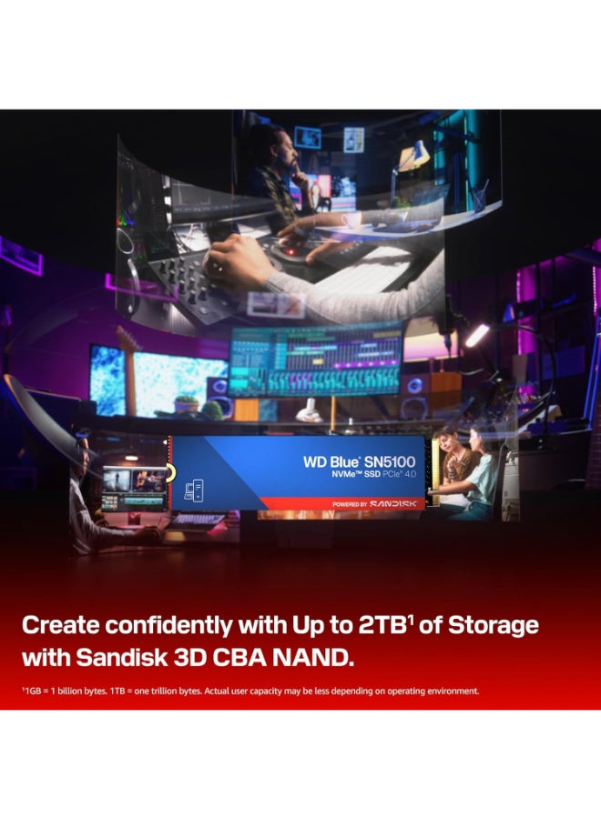 WD Blue SN5100 1TB NVMe Internal SSD, PCIe Gen4 x4 M.2 2280, Up to 7,100 MB/s Read & 6,700 MB/s Write, QLC NAND, DRAM-less, 600 TBW Endurance, Single-Sided Design, Ultra-Fast Gaming & Content Creation Storage | WDS100T5B0E-00CPE0 1 TB - Image 5