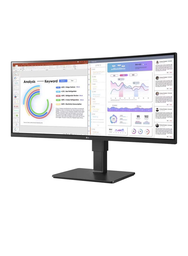 LG 34 inch UltraWide WQHD (3440x1440) IPS Monitor sRGB 99%, built-in Webcam & Mic, USB Type-C™, Reader Mode, Flicker Safe, Built-in Speakers MaxxAudio®, Multi Ports, 34BQ77QC Black - Image 5