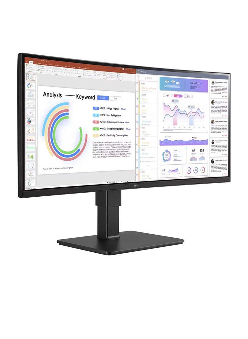 LG 34 inch UltraWide WQHD (3440x1440) IPS Monitor sRGB 99%, built-in Webcam & Mic, USB Type-C™, Reader Mode, Flicker Safe, Built-in Speakers MaxxAudio®, Multi Ports, 34BQ77QC Black - Image 4