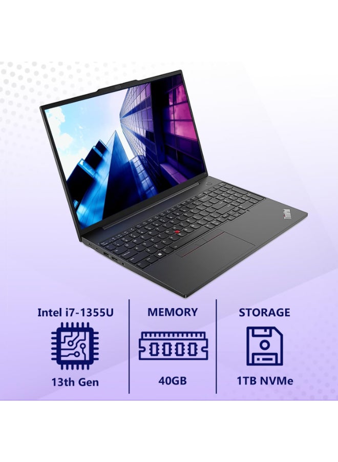 لينوفو (Upgraded Version) ThinkPad E16 Business Laptop (16" FHD+ Anti-Glare, Intel 13th Gen 10-Core i7-1355U, 40GB RAM, 1TB SSD), Backlit, Fingerprint, IST Hub, FHD Webcam, Ethernet, Wi-Fi 6, Win 11 Pro English black - Image 2