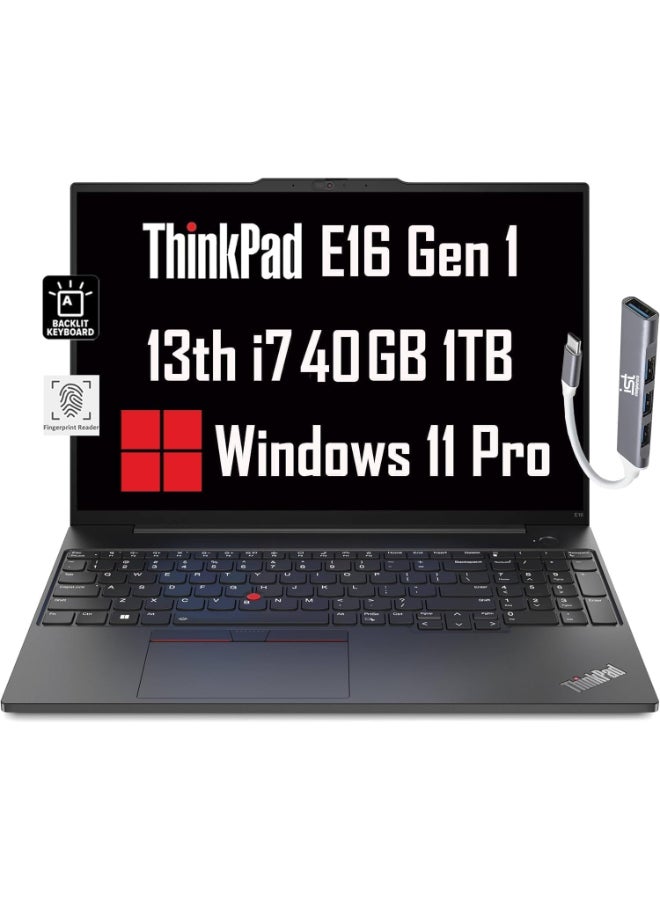 لينوفو (Upgraded Version) ThinkPad E16 Business Laptop (16" FHD+ Anti-Glare, Intel 13th Gen 10-Core i7-1355U, 40GB RAM, 1TB SSD), Backlit, Fingerprint, IST Hub, FHD Webcam, Ethernet, Wi-Fi 6, Win 11 Pro English black - Image 5