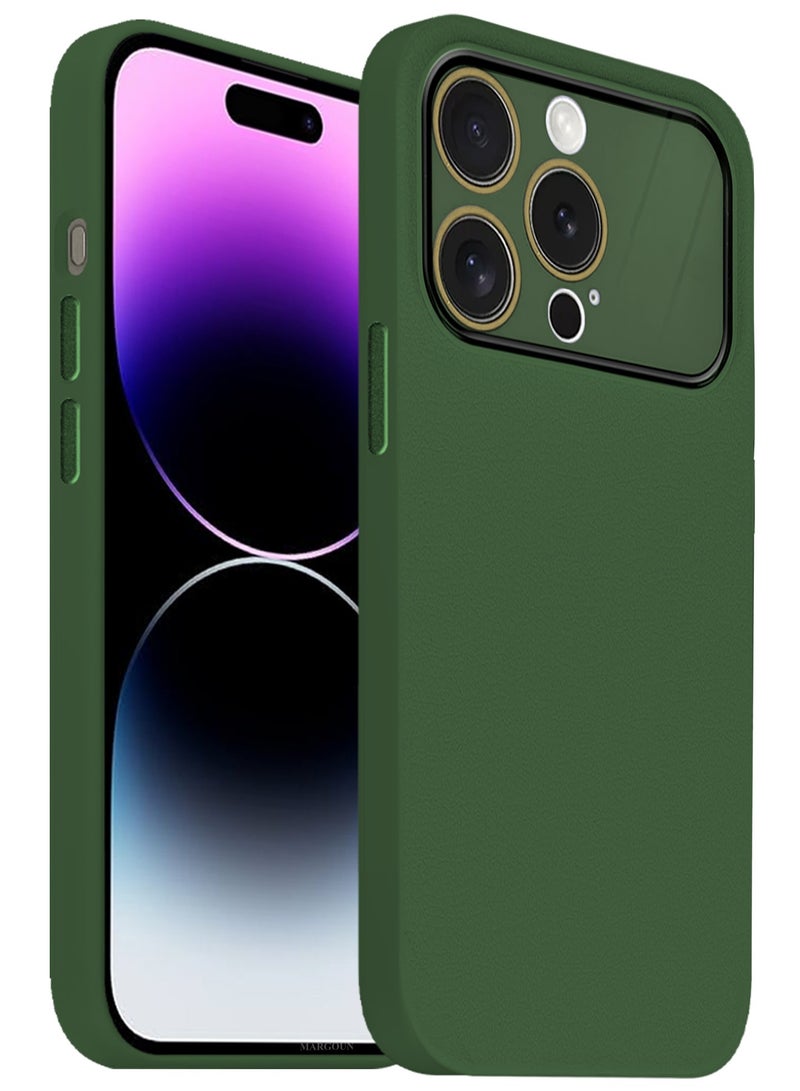 مارجون Hard Silicone Case Cover for Apple iPhone 14 Pro Max - Cover with Camera Protection Bumper - Auto Focus Design - Dark Green - Image 2