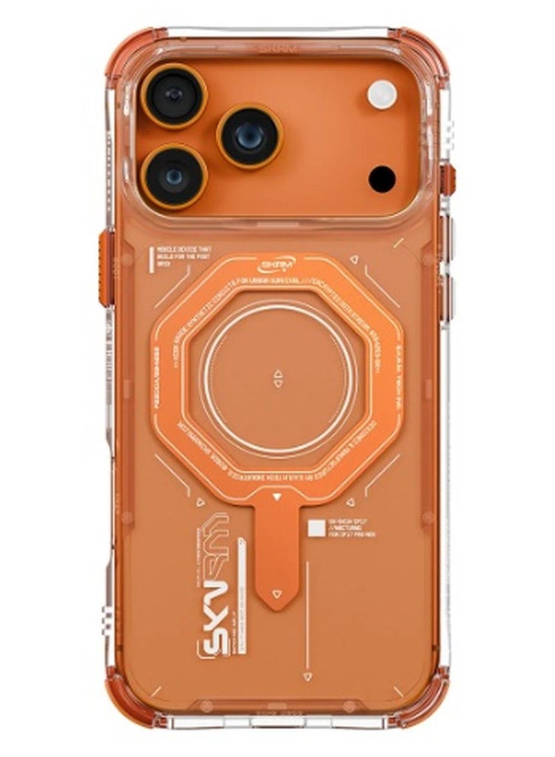 إسكينارما حافظة SKINARMA Magma لجهاز iPhone 17 Pro Max مع حماية من السقوط بارتفاع 8 أقدام، واقي عدسة الكاميرا المرتفع، امتصاص الصدمات بفضل جيوب الهواء، وحدة حلقة مغناطيسية وحلقات حبل قابلة للتبديل في الزوايا - برتقالي - Image 1