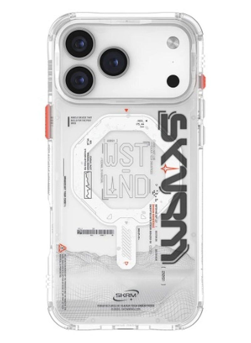 إسكينارما حافظة سكنارما سونيكس لجهاز آيفون 17 برو مع حماية من السقوط بارتفاع 8 أقدام، واقي عدسة الكاميرا المرتفع، وحدة حلقة مغناطيسية للشحن اللاسلكي وحلقات حزام الزاوية القابلة للتبديل - شفافة - Image 1