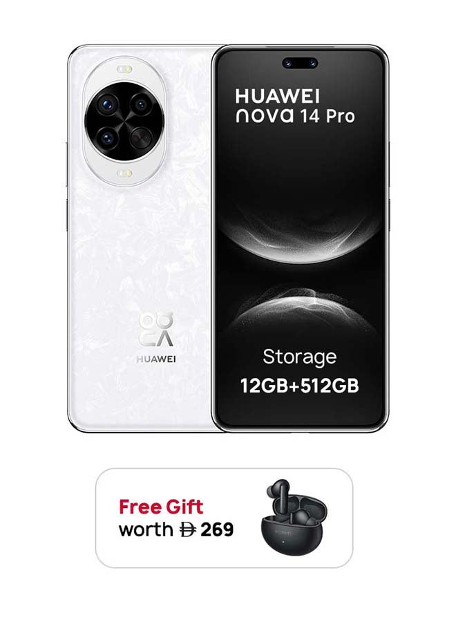 HUAWEI Nova 14 Pro Dual SIM White 12GB RAM 512GB with 100W HUAWEI SuperCharge Turbo + FOC - Middle East Version - Image 1