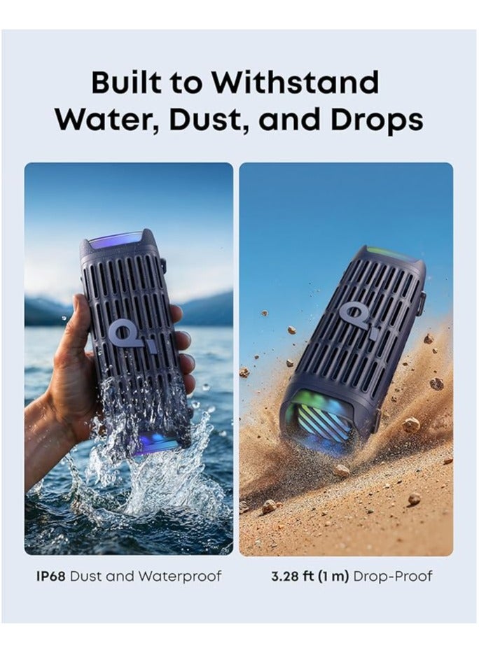 ساوند كور بوم 3i من أنكر، مكبرات صوت خارجية متينة، مقاومة للماء IP68، تشغيل عائم، مقاومة للمياه المالحة، BassUp 2.0، مكبر صوت محمول 50 واط، بلوتوث 5.3، 16 ساعة، TWS، قوارب الكاياك/الصيد/التخييم - - Image 2