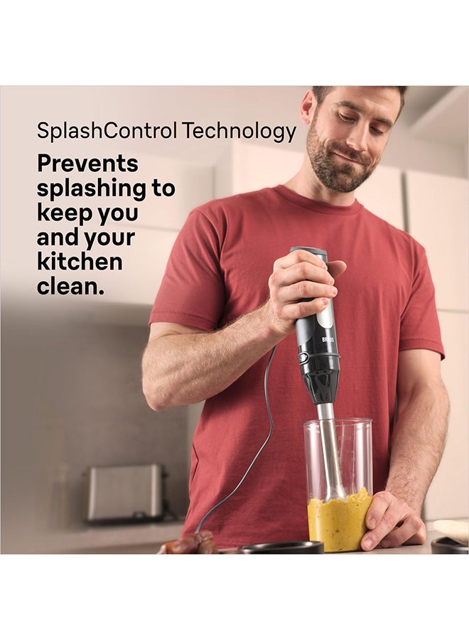 BRAUN MultiQuick 5 Pro Hand Blender, 25 speeds wheel, Power Bell V Plus, Splash control technology, Anti Splash, 600ML, Stainless Steel, 5-in-1, BPA free, Made in Romania MQ55307MBK Black - Image 5