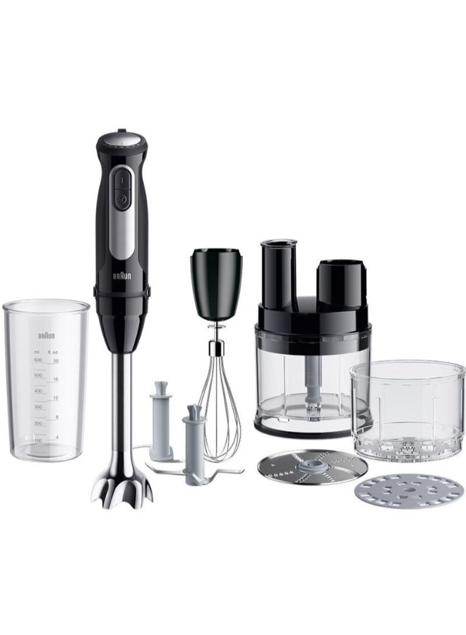 BRAUN MultiQuick 5 Pro Hand Blender with food processor, 25 speeds wheel, Power Bell V Plus, Splash control technology, Anti Splash, 6-in-1, BPA free, Made in Romania MQ55755MBK Black - Image 1