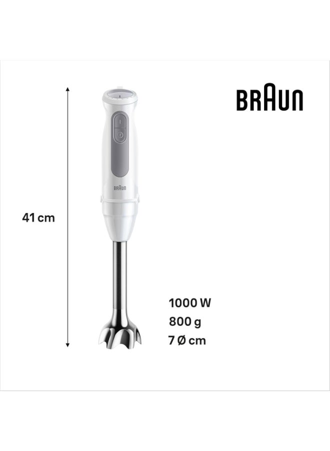 BRAUN Multi Quick 5 Hand Blender, 1000W, 21 Speeds, 0.5L Chopper, 0.6L Beaker, Whisk, Splash Control Technology, MQ50236MWH,White MQ50236MWH White - Image 5