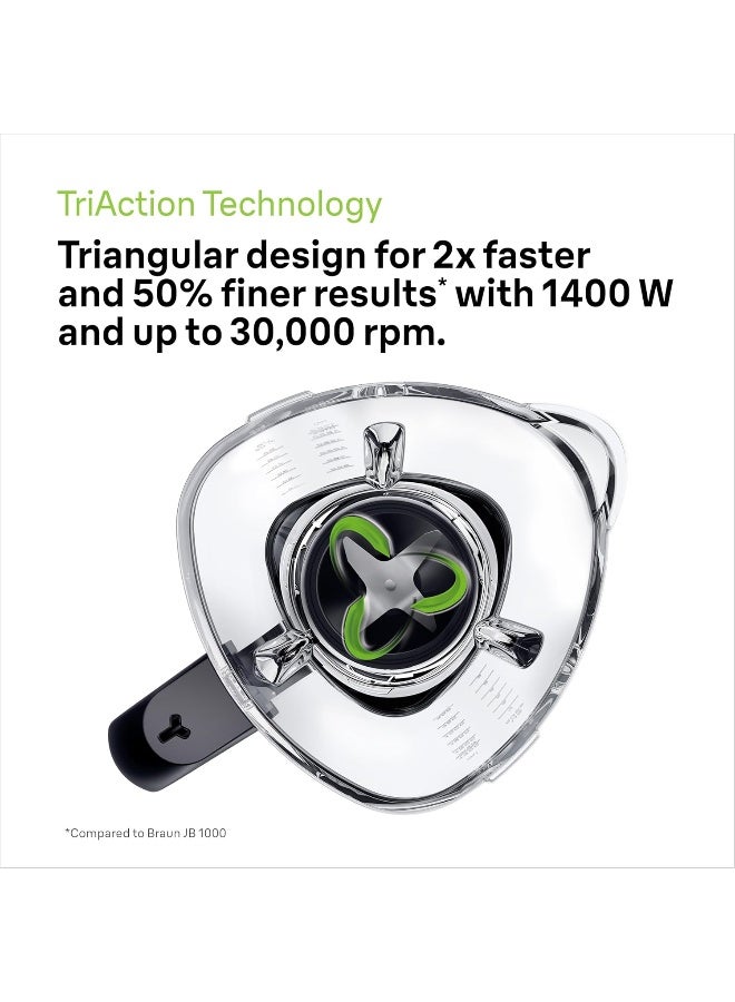 BRAUN Power Blender 7, 1400W, 10 Speeds, 9 Food Programs, Smoothie program,1.7L Capacity, TriAction Technology, 10 Speed, Pulse Function, PrecisionCrush Blade, Clean Program - 1.7 L 1400 W JB7550BK Black - Image 5