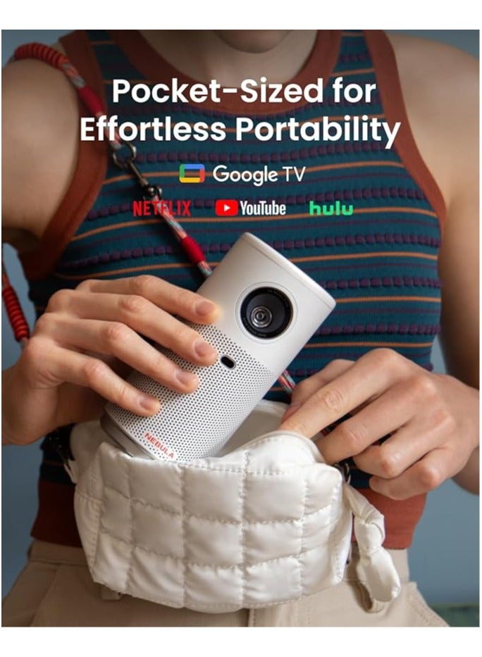 نيبولا NEBULA Capsule Air Google TV Projector, Officially Licensed Netflix, 720p Smart Mini Projector with Wi-Fi and Bluetooth, 2 Hours of Playtime, Dolby Digital, Ultra Portable for Any Space D4112221 white - Image 2