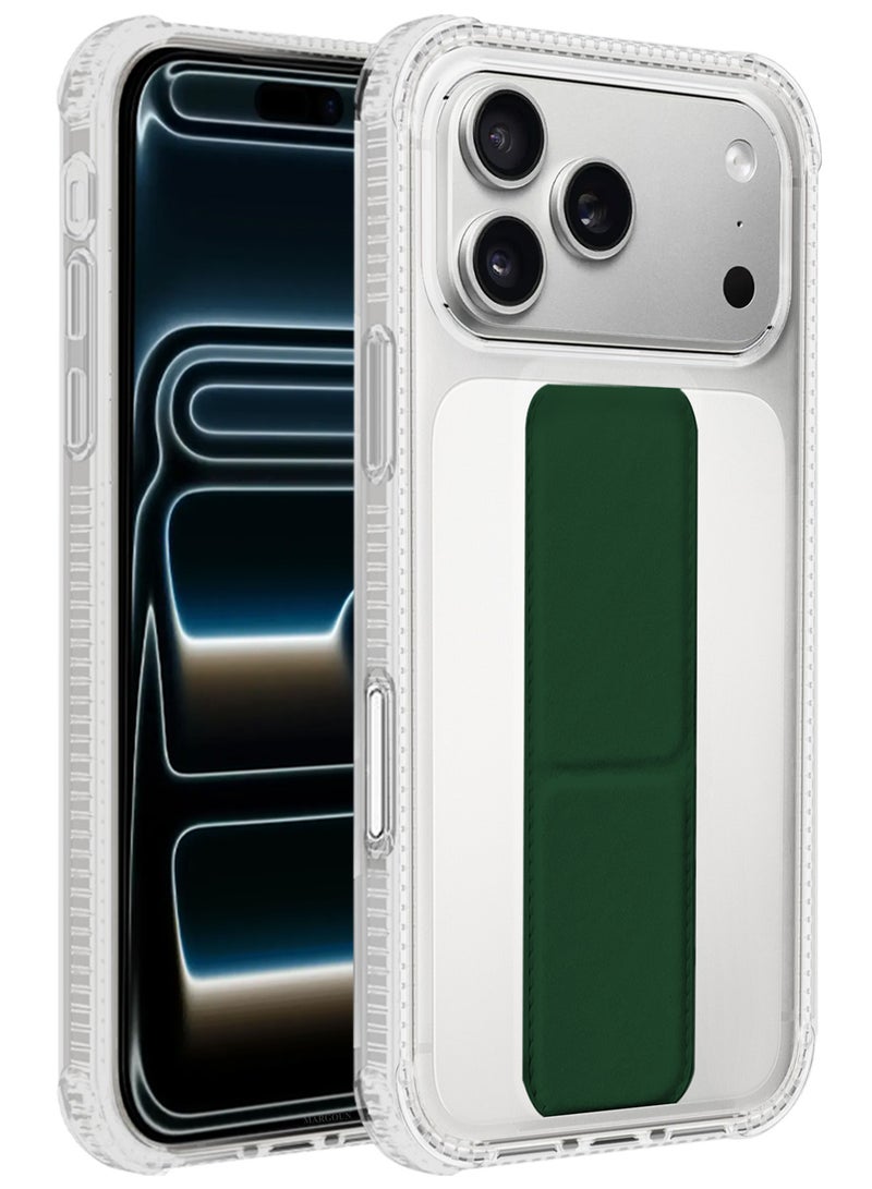 MARGOUN 3 Packs Finger Grip Clear Case Cover for iPhone 17 Pro Max - Kickstand Car Magnetic Holder Multi-function Protective Two-in-one Case with Two 3D Screen Protectors - Dark Green-3 - Image 3