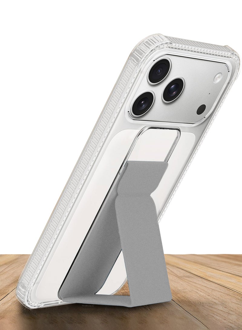 MARGOUN Finger Grip Clear Case Cover for iPhone 17 Pro Max - Kickstand Car Magnetic Holder Multi-function Protective Two-in-one Case - Grey-1 - Image 2