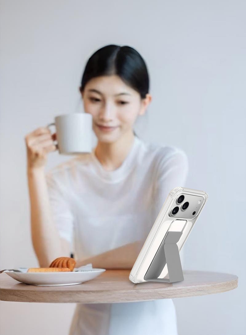 MARGOUN Finger Grip Clear Case Cover for iPhone 17 Pro Max - Kickstand Car Magnetic Holder Multi-function Protective Two-in-one Case - Grey-1 - Image 5