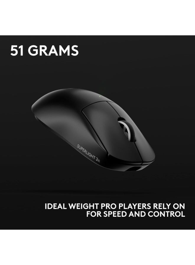 لوجيتيك ماوس الألعاب اللاسلكي PRO X SUPERLIGHT 2c، ماوس مدمج بوزن 53 جرام من الدرجة الاحترافية مع 5 أزرار قابلة للبرمجة، شحن USB-C، مستشعر 44K DPI، حتى 8 كHz للتصويت للكمبيوتر/ماك - أسود - Image 5