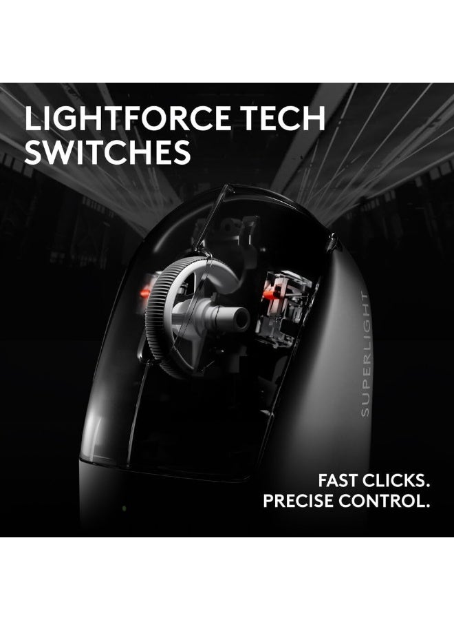لوجيتيك ماوس الألعاب اللاسلكي PRO X SUPERLIGHT 2c، ماوس مدمج بوزن 53 جرام من الدرجة الاحترافية مع 5 أزرار قابلة للبرمجة، شحن USB-C، مستشعر 44K DPI، حتى 8 كHz للتصويت للكمبيوتر/ماك - أسود - Image 3