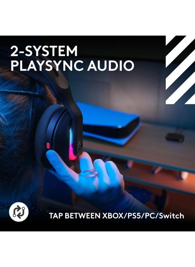 لوجيتيك سماعة ألعاب لاسلكية Astro A20 X LIGHTSPEED لجهاز PS5 و Xbox و Switch و PC مع صوت PLAYSYNC بنظامين، بلوتوث، LIGHTSYNC RGB، وميكروفون بوم بتردد 48 كيلوهرتز - أسود - Image 3