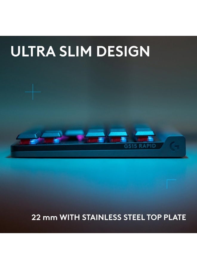 لوجيتيك G515 RAPID TKL Low-Profile Wired Gaming Keyboard, Fully Customizable PC Gaming Keyboard with Analog Low-Profile Switches, Rapid Trigger, Ultra-Slim, for USB-A port - Black - Image 3