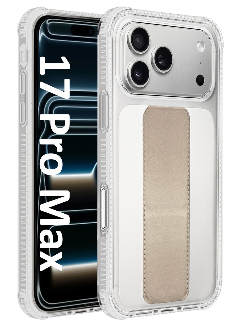 MARGOUN Finger Grip Clear Case Cover for iPhone 17 Pro Max - Kickstand Car Magnetic Holder Multi-function Protective Two-in-one Case - Golden-1 - Image 1